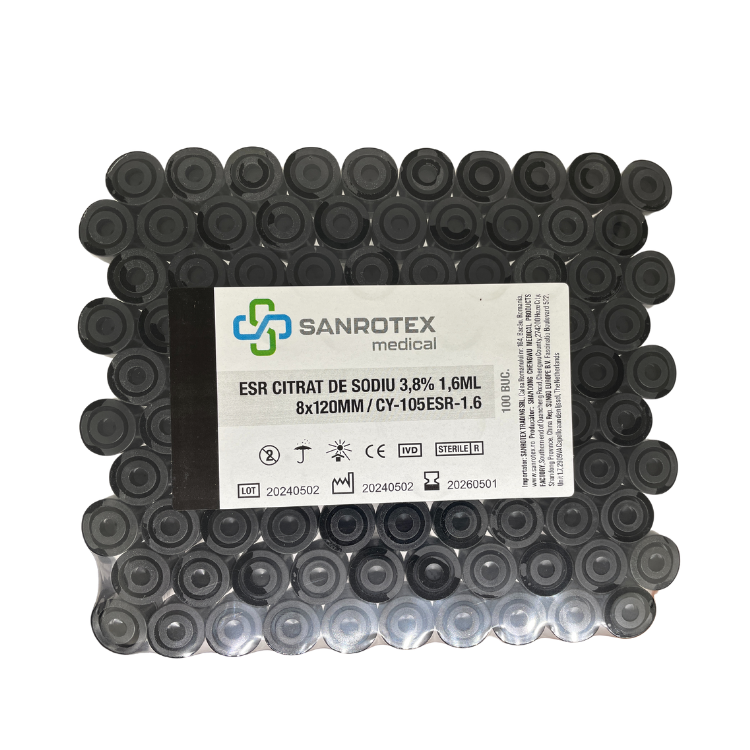 Vacutainer VSH ESR Citrate De Sodiu 3,8% NEGRU 1,6 ml 100 bucati