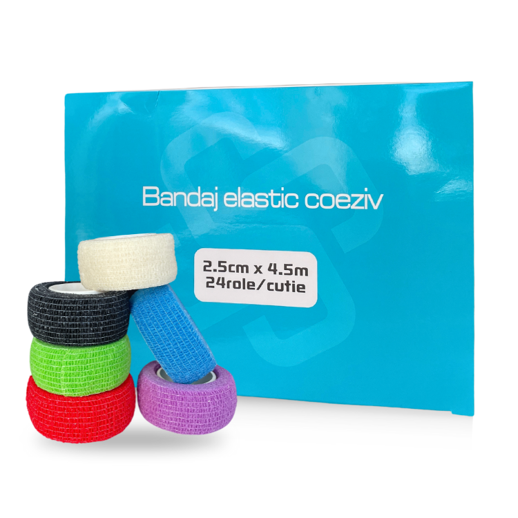 Bandaj elastic coeziv 2.5 cm x 4.5 m multicolor 24 bucati