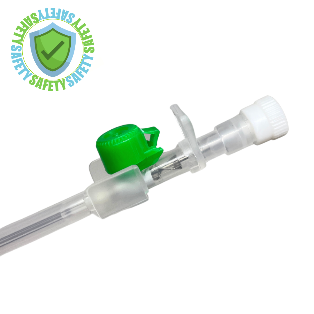Branula SAFETY cu valva si aripioare 18G Verde – 100 bucati