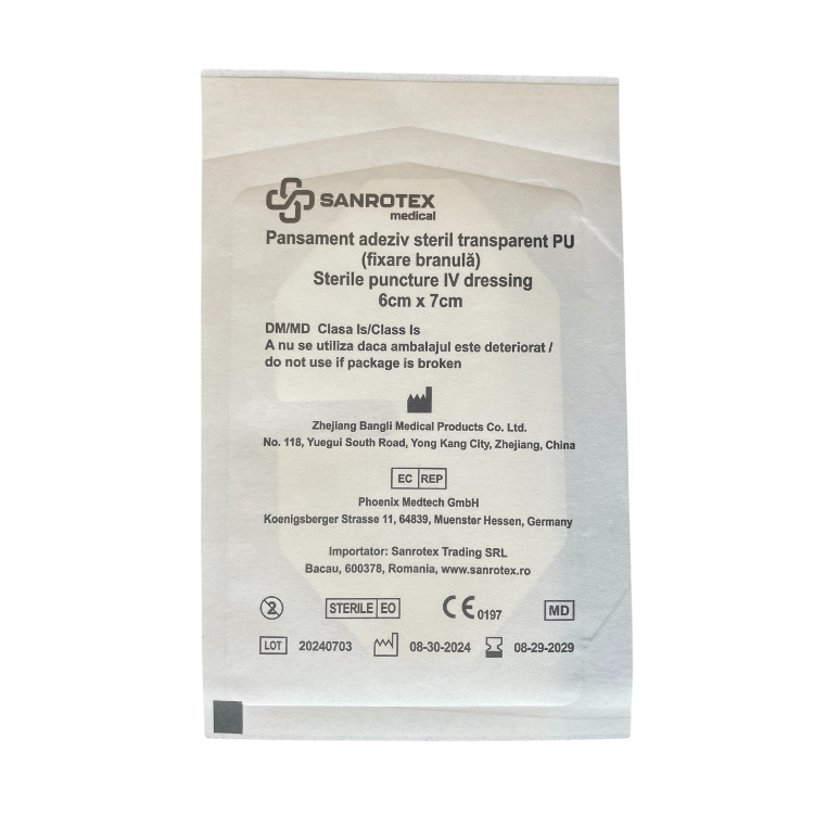 Plasturi Sterili Transparenti Branula 6cm x 7cm – 100 bucati / cutie