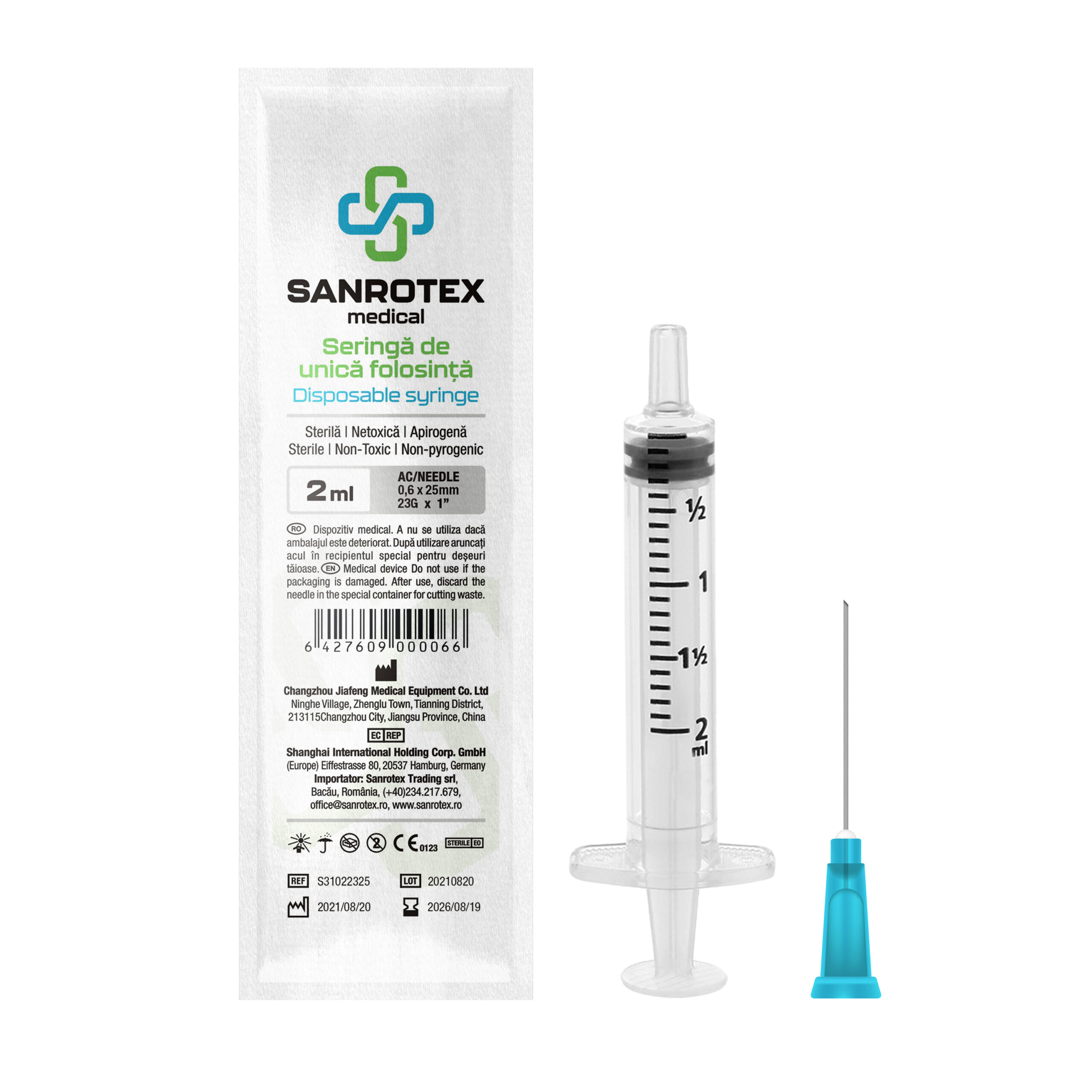 Seringa sterila 2 ml 3 componente Ac 23G x 1″ – 100 bucati