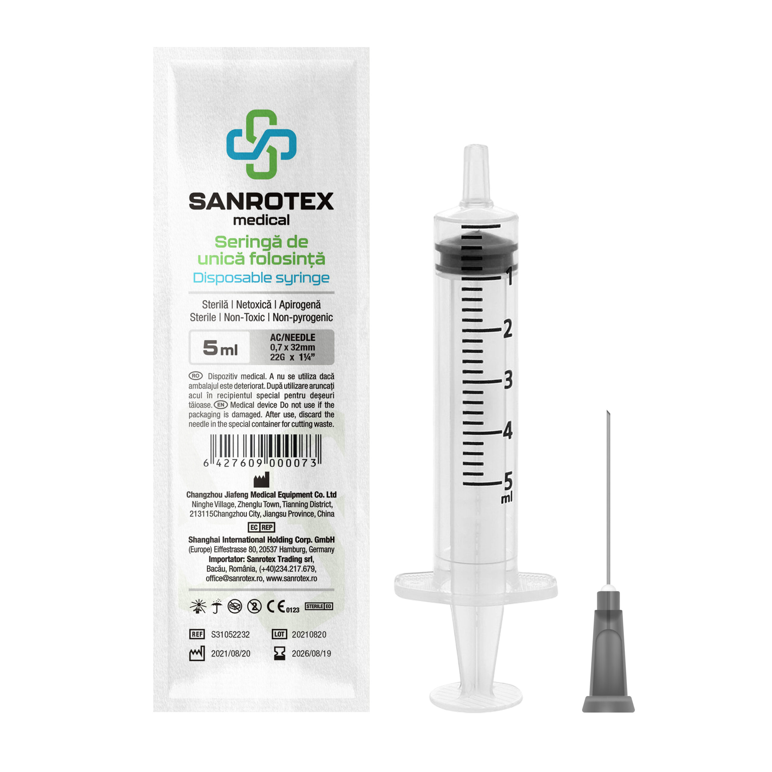 Seringa Sterila 5 ml 3 componente Ac 22G – 100 bucati